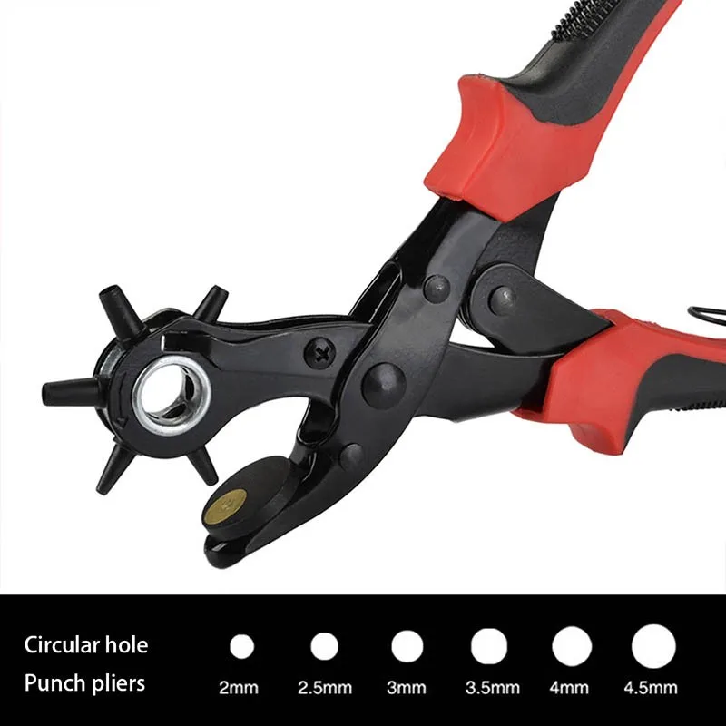 Heavy Duty Strap Punch Plier Watchband Household Revolve Machine Bag Eyelet Leather Belt Hole Puncher Setter Tool 2