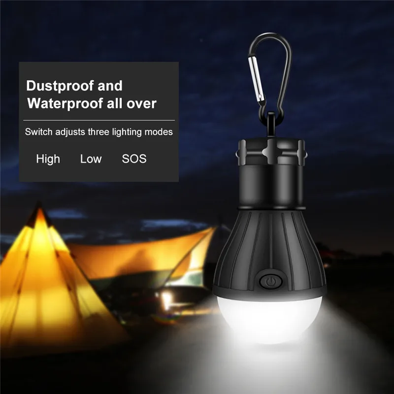 Portable Lantern Tent Lamp for Camping LED Bulb 3xAAA battery Hunting Night Fishing Working Waterproof Torch