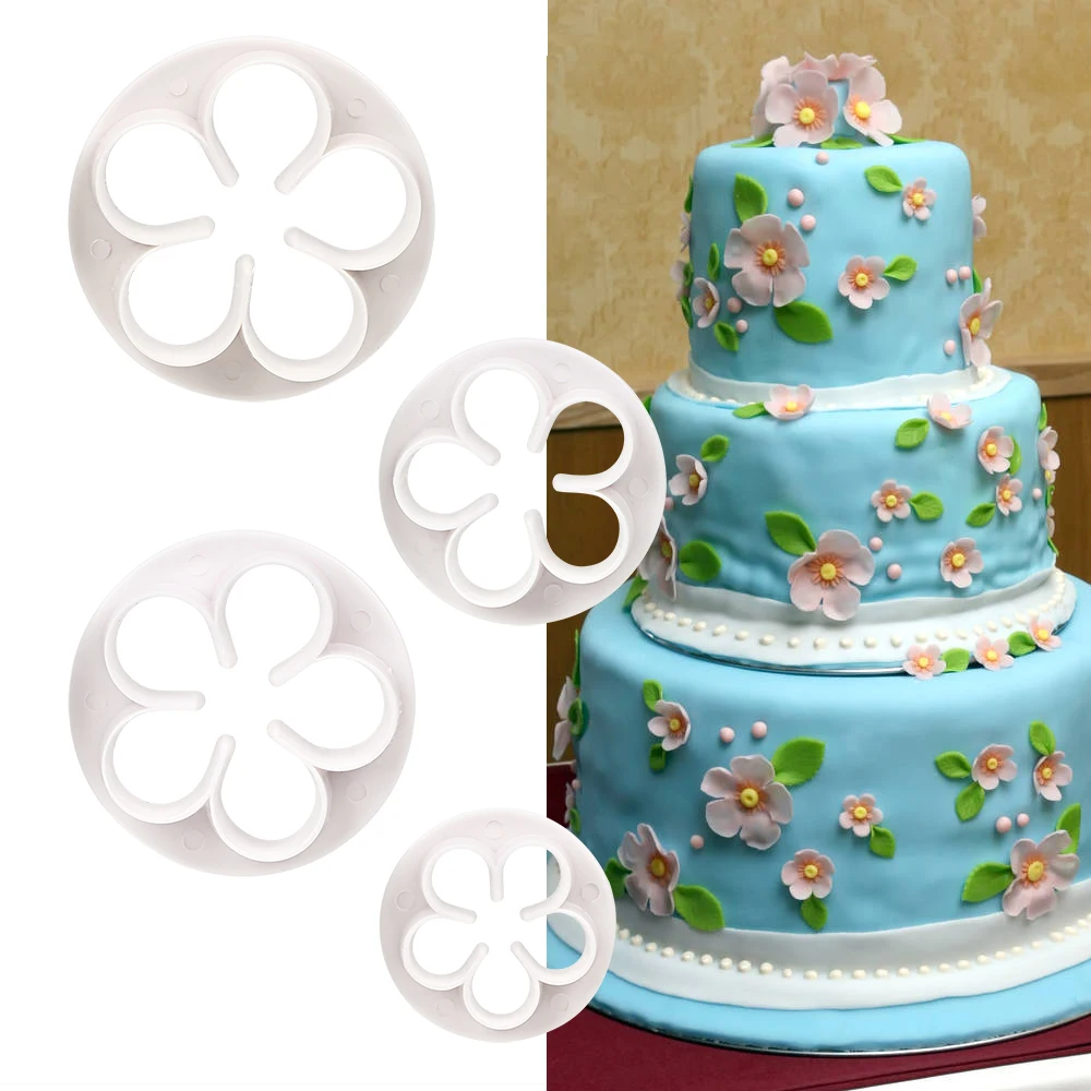 

4Pcs/set DIY Plum Flower Cake Mold Bakeware Cake Decorations Cutters Flower Sets Kitchen Accessories