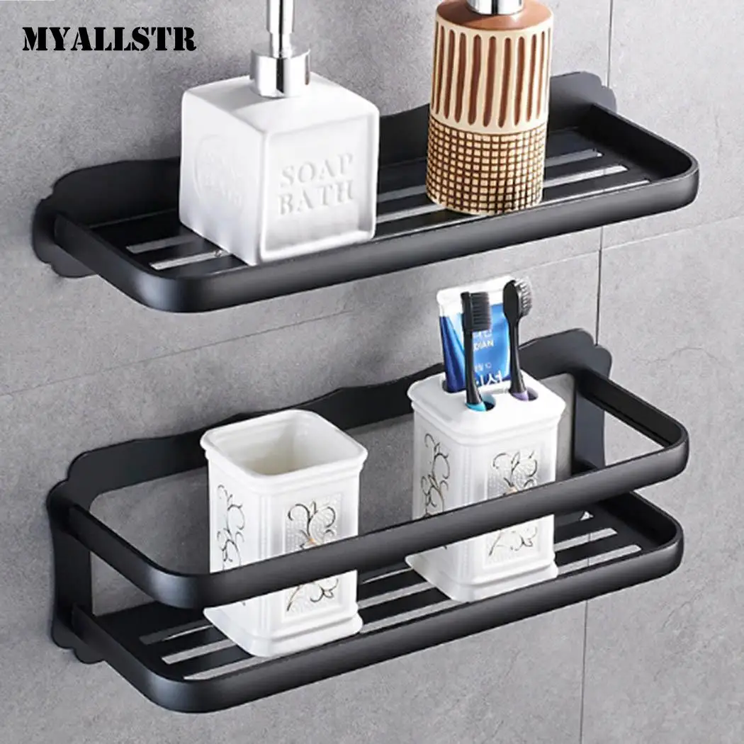 Shelf Single Black Wall Bathroom New Durable Useful Shelf Kit Stylish ...