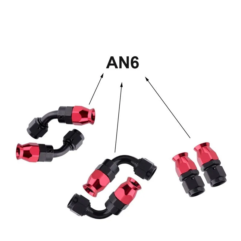 Злые энергии AN6 0/45/90 градусов Алюминий многоразовый поворотный PTFE штуцер для шланга+ 3 М тефлон топливный шланг адаптер Комплект E85 трубки