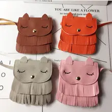 Милые из искусственной кожи для девочек Сумка с кисточками маленькая кошечка сумка-мессенджер Кошельки для монет