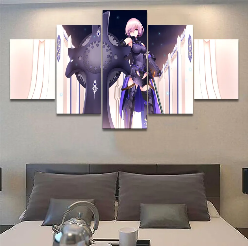

5 Pieces Anime Fate Grand Order Poster Shielder Modern Home Wall Decor Canvas Picture Art HD Print Painting On Canvas Artworks