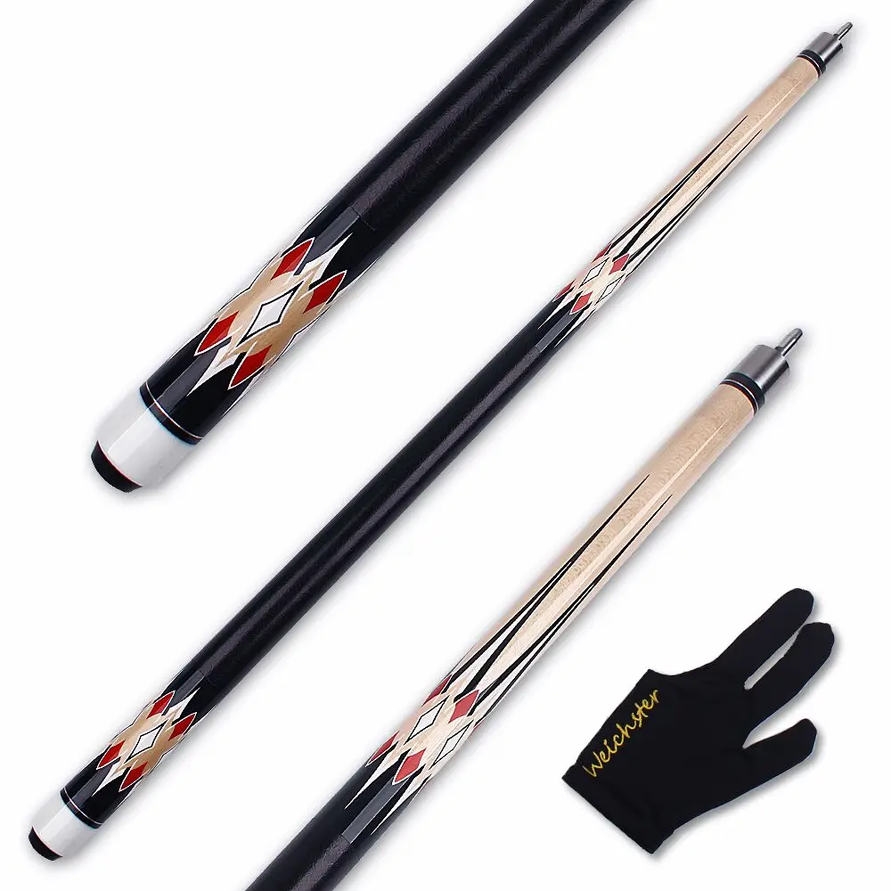Weichster 1/2 Split Full Maple Wood Billiards Pool Cue Stick with Glove