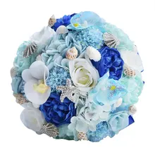 Романтические свадебные букеты для невесты, пляжные ракушки синие искусственные цветы для свадьбы брошь свадебные букеты, ручная работа Холдинг Flowe