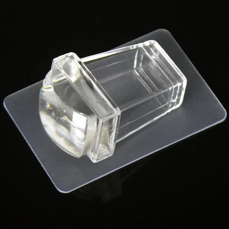 Kimcci Pure Clear Jelly Silicone Nail Art Stamper+Plastic Scraper with Cap Transparent Rectangle Stamping Manicure DIY Tools 3