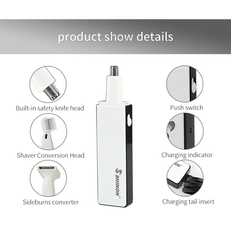 Машинка для стрижки волос в носу Shinon, лезвия из нержавеющей стали ...