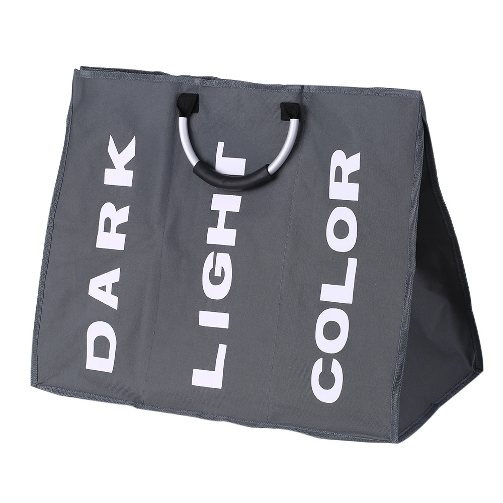 سلة الغسيل 3-قسم كبير سلة الغسيل القابلة للطي دائم أكسفورد القماش القذرة صندوق تخزين ملابس حقيبة مع الألومنيوم مقابض