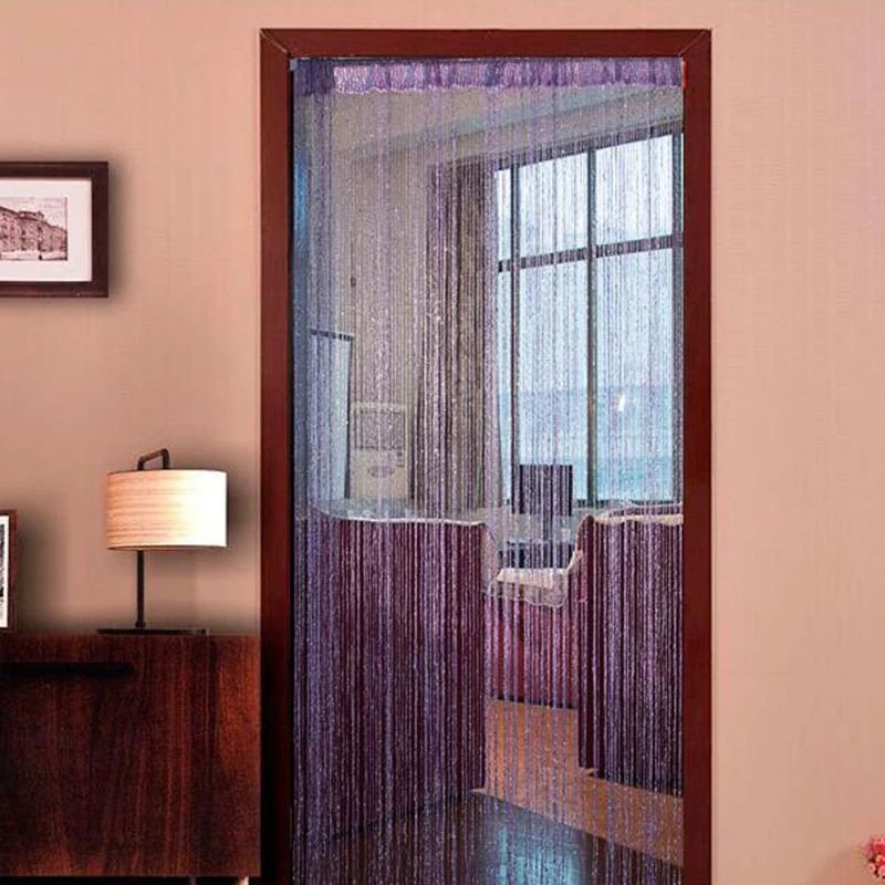 

2019 New Pearl light curtain Shiny Tassel Flash Silver Line String Curtain Window Door Divider Sheer Curtain Valance Home Decor