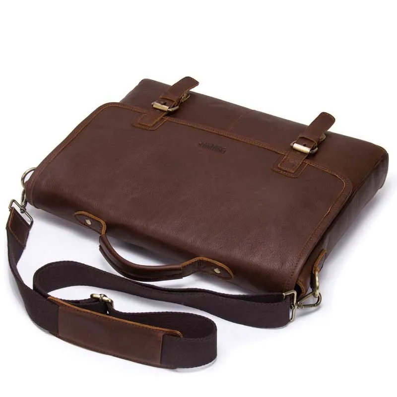 جلد البقر الحقيقي الرجال حقيبة الأعمال عارضة الكتف حقيبة ساعي Crossbody ملفوفة الجلود الرجعية حقيبة لابتوب الفاخرة جودة