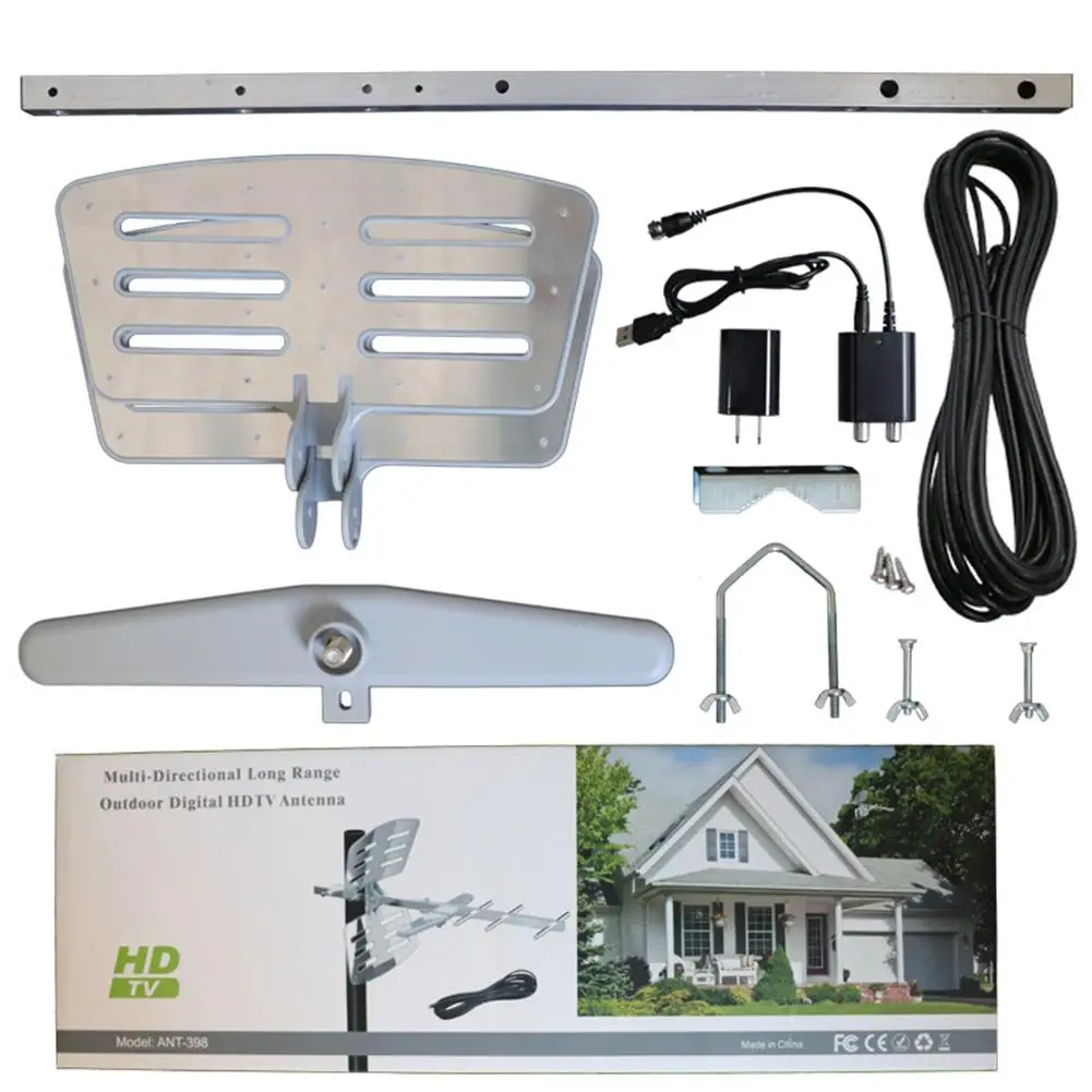 

ATSC HDTV 4K 1080P Outdoor Amplified Digital Antenna Rotation HD TV UHF VHF FM 35dBi Long Range Antenn