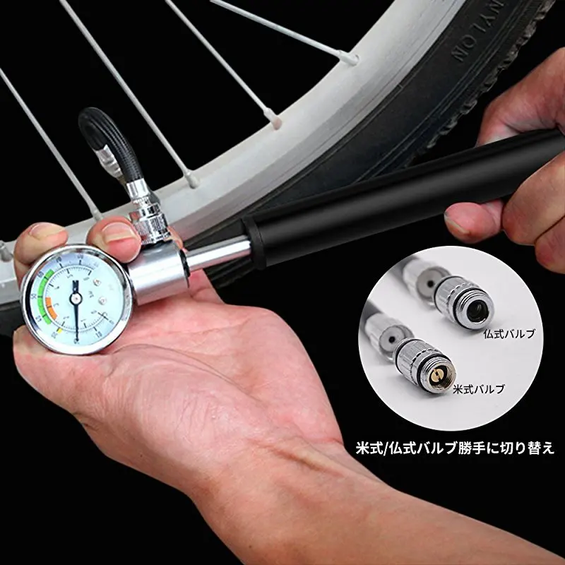 Mini Bicycle Pump With Pressure Gauge 210 Mountain Bike Cycling Pump Ball Road Tire Bike Pump Tire repair tool Bicycle bag