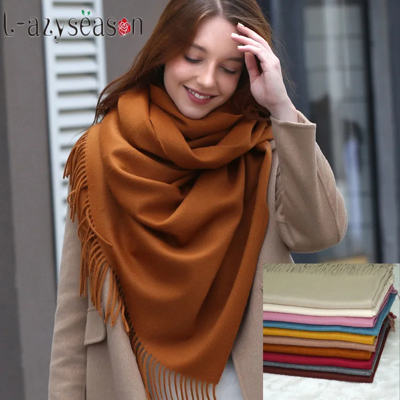 

New Winter Cashmere Shawl Scarf Women Warm Kerchief wraps Stole Head Neck Long solid Scarves for Ladies Foulard Femme Pashmina