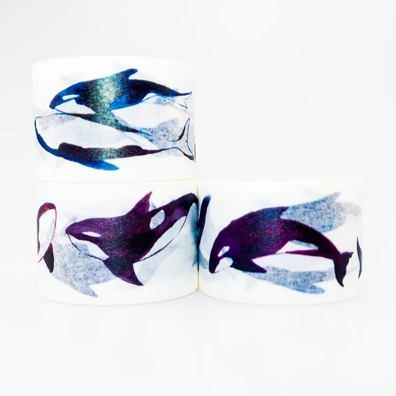 

Big Whale Pattern Washi masking tape sticky color decorative tape set DIY decoration office stationery scrapbook 1PCS