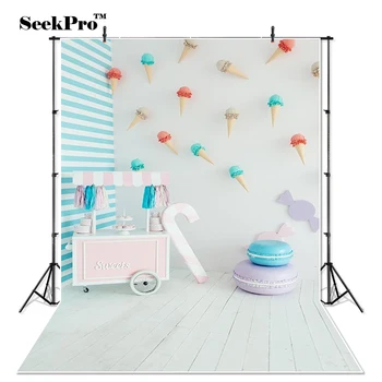 

Thin Vinyl icecream candy Macaron sweet cake baby children Photo Backdrops studio indoor professional Photographic Background