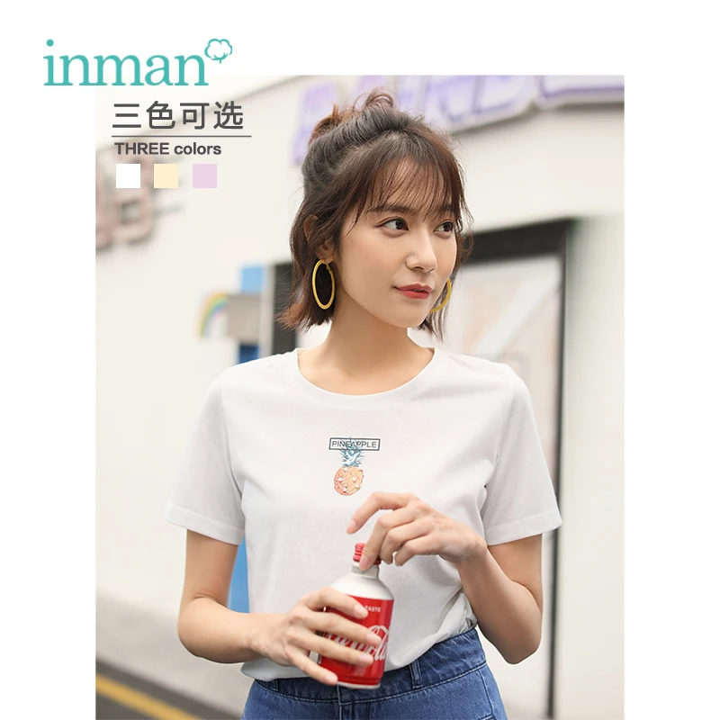 

INMAN 2019 Summer New Arrival O-neck Funny Print Korean Fashion Casual Student Slim Short Sleeve Women T-shirt