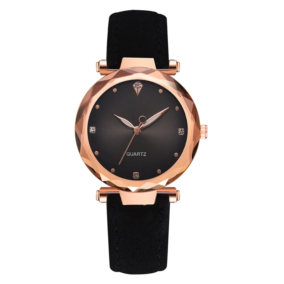 

Luxury Fashion Leather Watches Women Rose Gold Crystal Dress Wristwatch Classic Quartz Watch for Woman Reloj Mujer Dropshipping