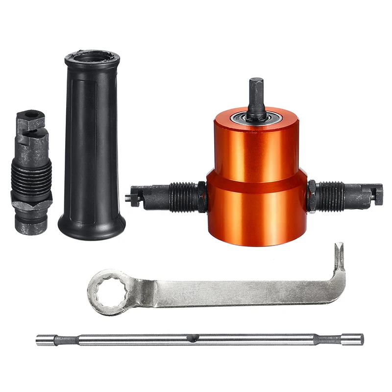 

Double Headed Sheet Metal Nibbler Drill Attachment Cutter With Extra Punch Die