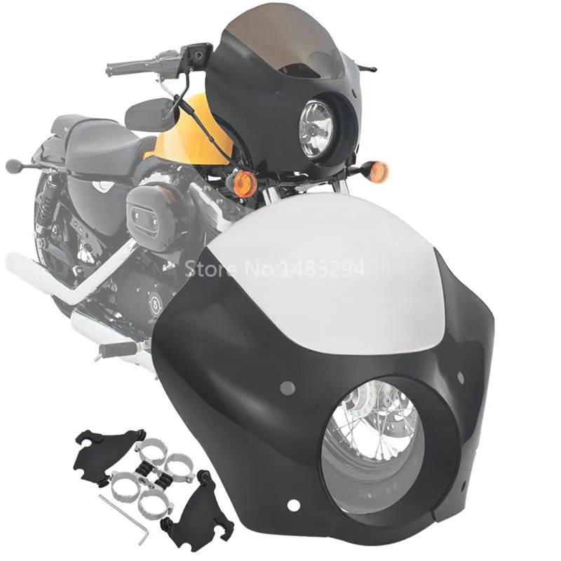 

Quarter Clear Headlamp Visor Fairing windshield Kit Fit For Harley Dyna 06-Up Models With 49MM-55MM Fork Tube