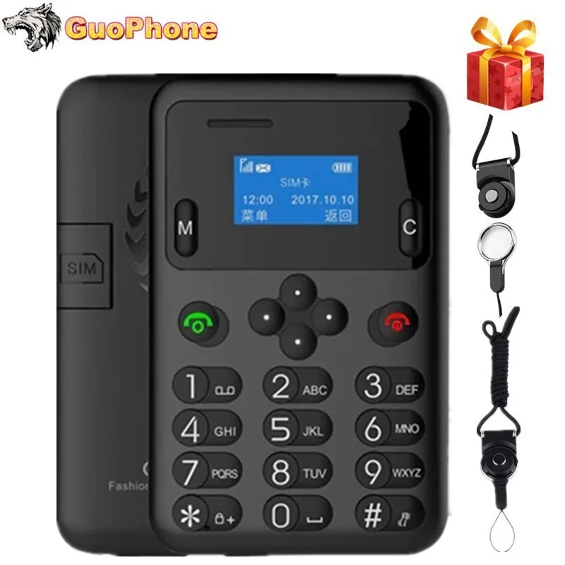 

AEKU A6 Mini Emergency Card Mobile Phone 0.96" Backup Wallet Phone Ultrathin Student Version Real Vibration Button Cellphone