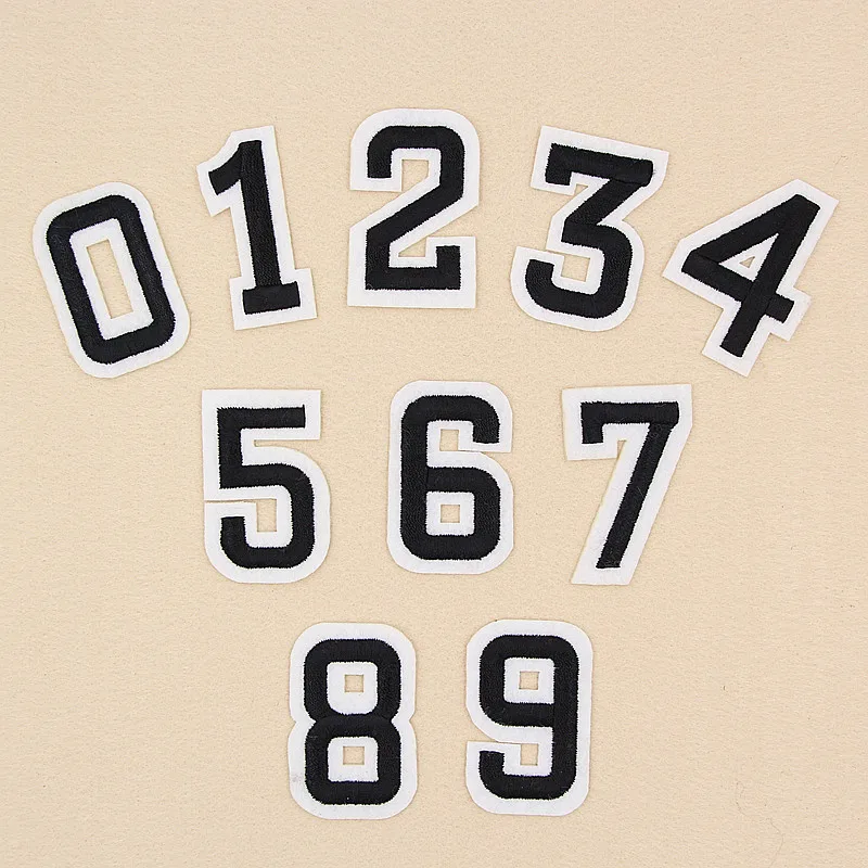 

PGY Black Number Patches Word Embroidered Iron on Patch Figure Digit for DIY Stripes Motif Appliques Garment Clothes Badge