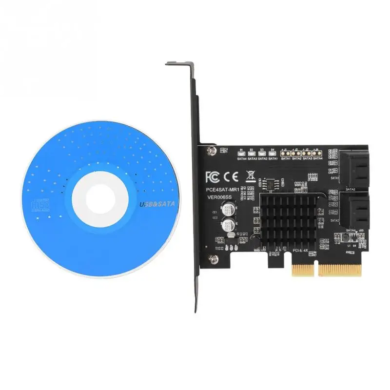 

6G SATA 3.0 to PCI-E 4 Ports Adapter Extender Riser Card for HDD SSD