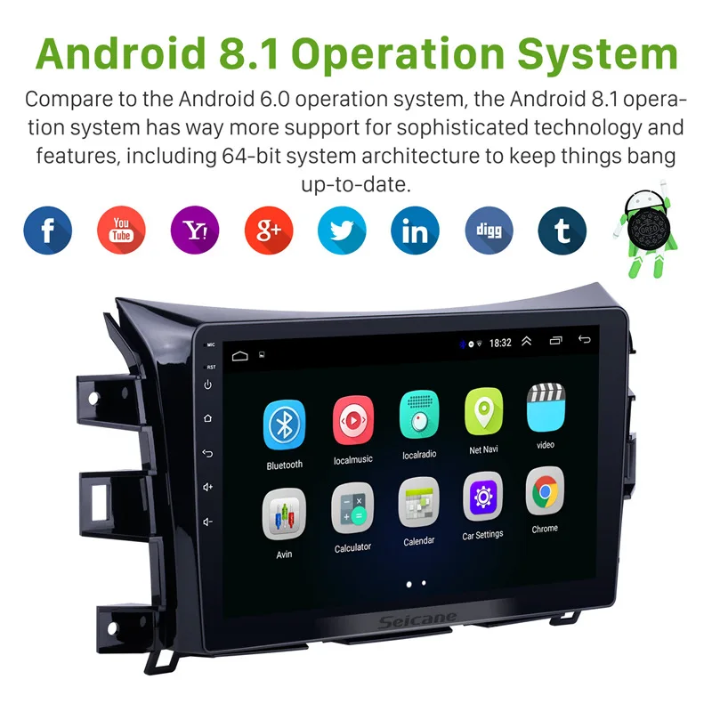 Seicane Android 8 1 10 &quotGPS автомобильное радио 2 Din для Nissan NAVARA Frontier NP300 2011 2012 2013 2014 2015 2016 Wifi
