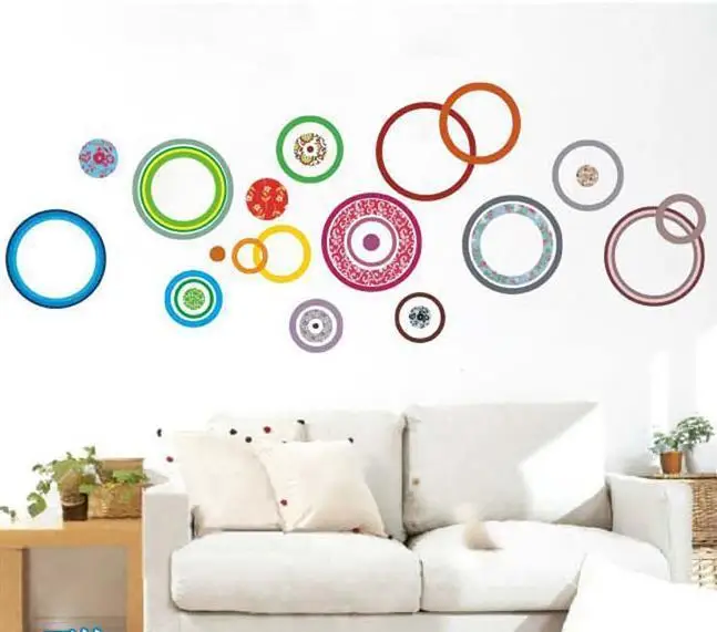 60*90CM Hot Selling Colorful Circles DIY 3D Removable PVC Wall Sticker/Art Home Decoration Adhesive Sticker | Дом и сад