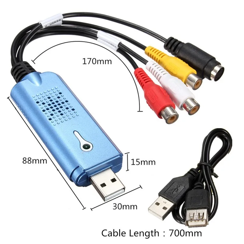 USB 2.0 Video Capture Card Converter Audio Video Grabber Adapter TV Tuner for Computer Win XP 7 8 10 NTSC PAL