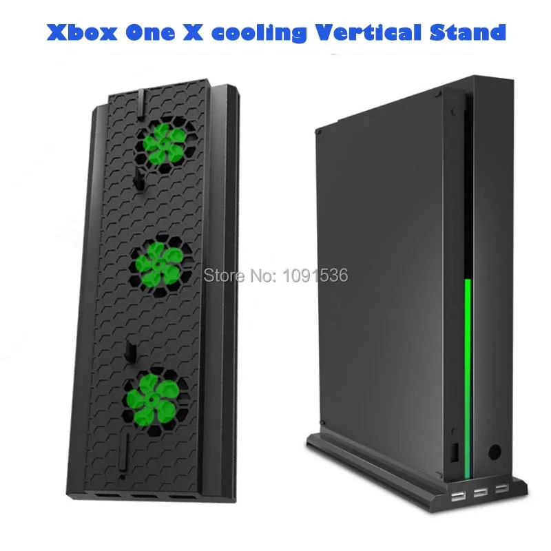 Vertical Stand with Cooling Fan for Xbox one X, Console Holder Cooler with 3 USB Ports for Xbox