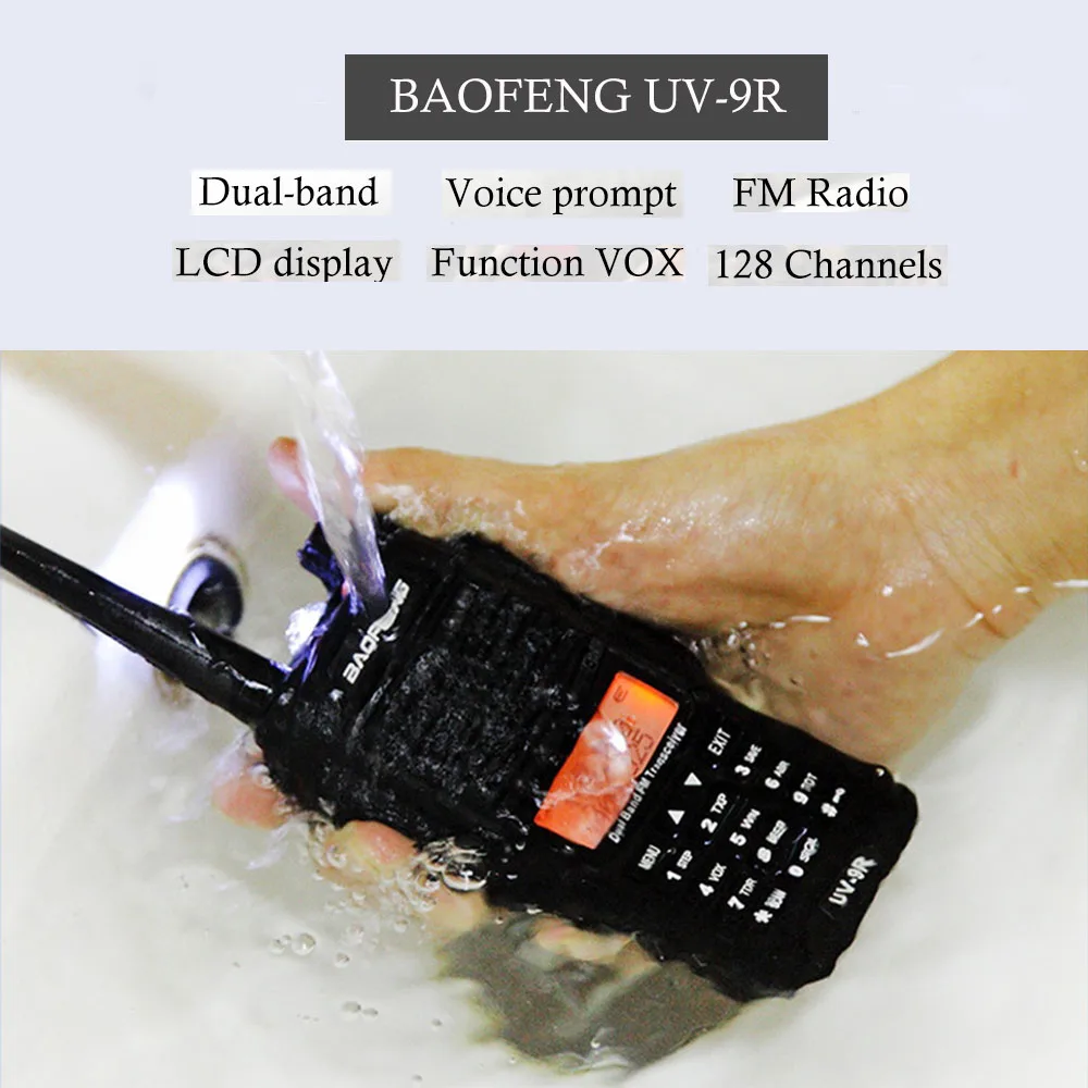 

BAOFENG UV-9R Walkie Talkie Two-way Radio 136-174/400-520MHz VHF/UHF Dual Band Radio Transceiver Interphone 128 Memory Channels
