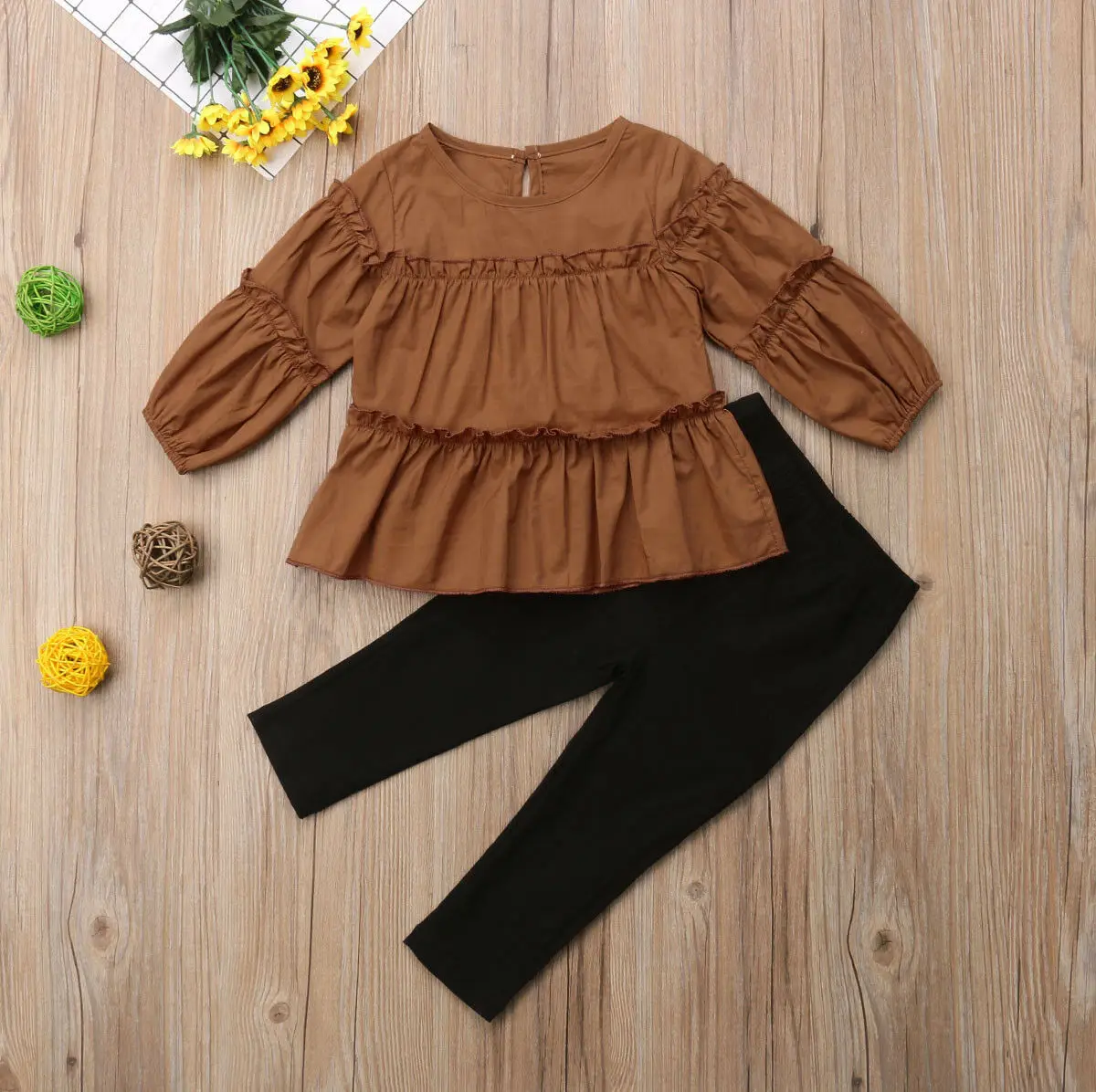 

PUDCOCO Baby Girls Kids Ruffle Tops T-shirt + Long Pants Legging Clothes Outfit Set 1-6T