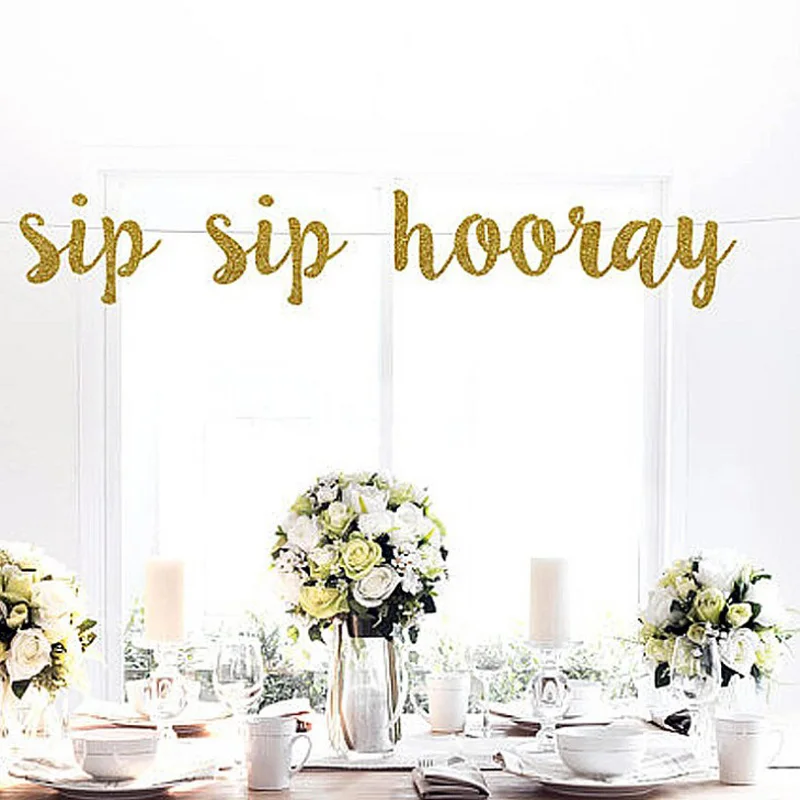 1 مجموعة الإبداعية الذهب Sip Sip الصيحة الذكرى غرفة راية إمدادات حزب زينة