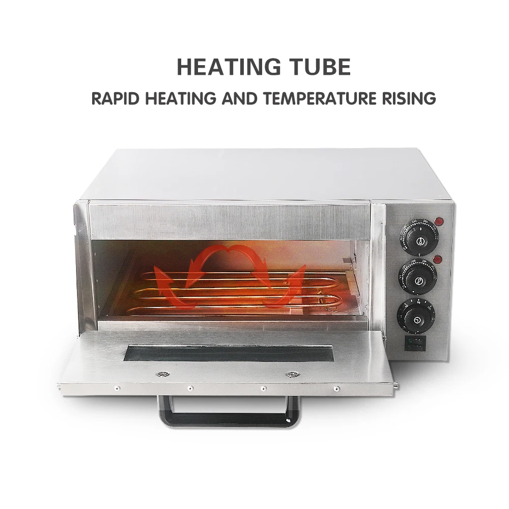 GZZT Electric Pizza Oven K-P1ST Fire Stone Catering Cake Professional Baking Oven 2KW Handle Single Layer EU/UK/UL Plug
