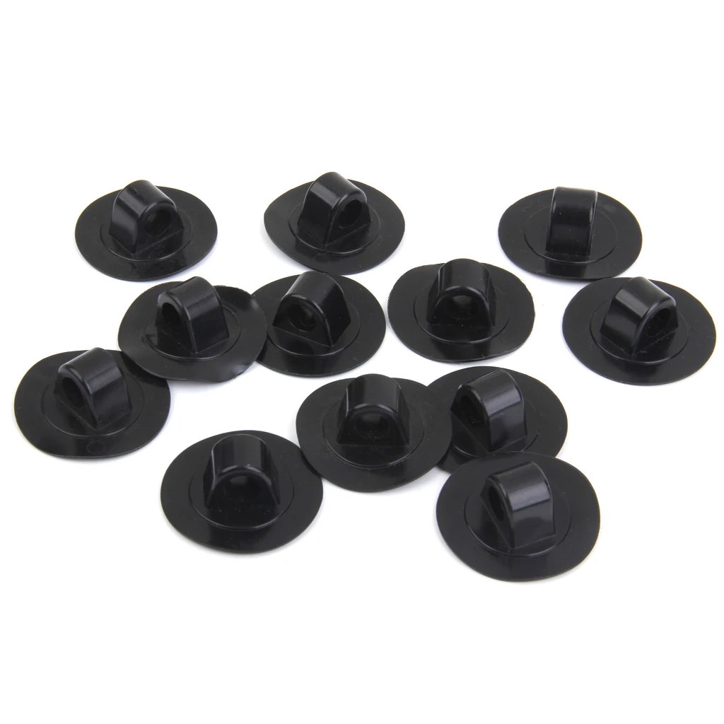 

12Pcs Black Small PVC Rope Cord Mount Clip Hook Buckle for Kayak Canoe Dinghy