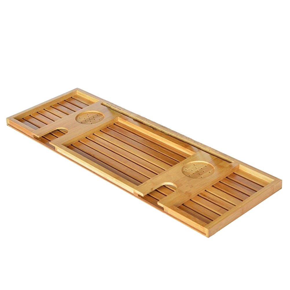 

1pc Bathtub Serving Tray Bamboo Multifunction Holder Bath Bridge Storage Rack Shelf for Tablet Wine Glass