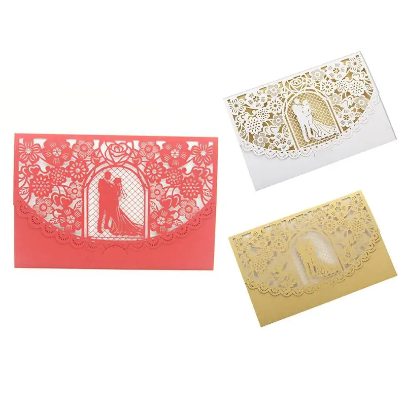  10PCS/Pack Hollow Bride and Groom Wedding Invitation Card European Style Innovative Personalized We - 32965470697