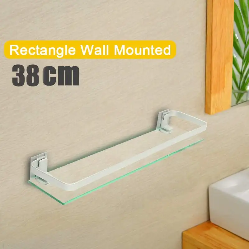 

35cm Glass Bathroom Shelf Rectangle Wall Mounted Sundries Stand