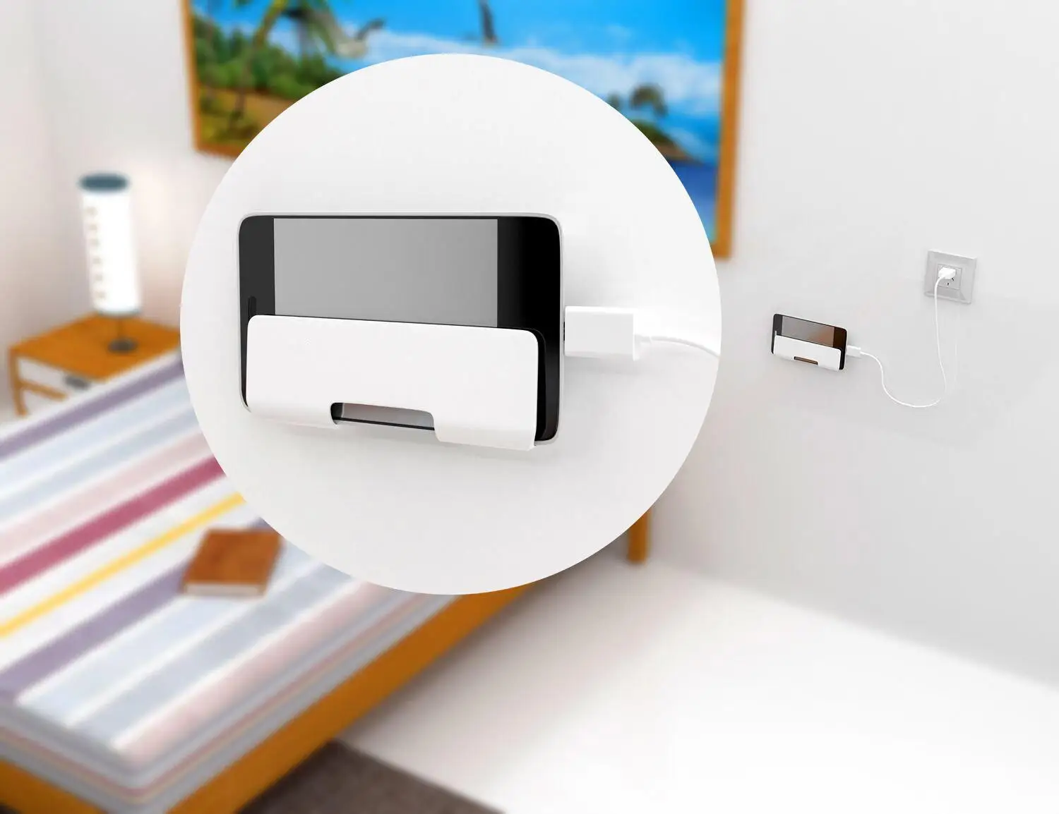 

Wall Charging Holder Mobile Stand Adhesive Durable Environmentally-friendly Strips Phone Casual Charger Mount
