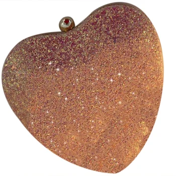 

Bling Heart Shaped Messenger Pu Leather Women C Bag Girl Bling Tote Crossbody Fashion Mini Bag With Gold Chain(Pink)