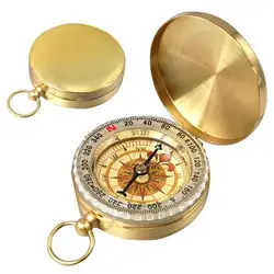 Классические латунные карманные часы Стиль кемпинга компас