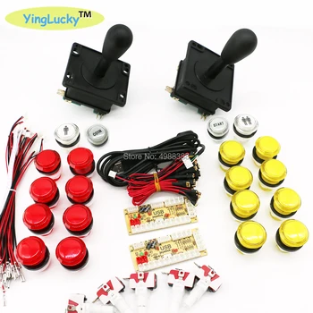 

yinglucky 2 Players Arcade DIY Kit Zero Delay USB Encoder American Style Joystick 33mm Push Button PC Mame Raspberry pi 1 2 3