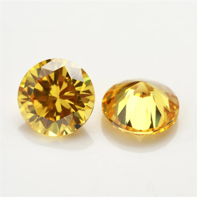 

10pcs/lot 4.0~20mm Round Shape Loose CZ Stone Golden Yellow Zirconia Synthetic Stone AAAAA Quality For Jewelry DIY stone