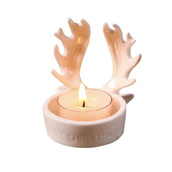 

2 Pcs Creative Ceramic Antler Candlestick Ornaments Europe Candle Holder Crafts Figurines Home Decor Wedding Gifts Housekeeper