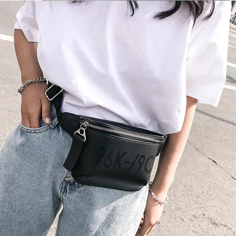 Buy 2018 PU Leather Waist Bags Women Designer Fanny Waist Pack Fashion Black