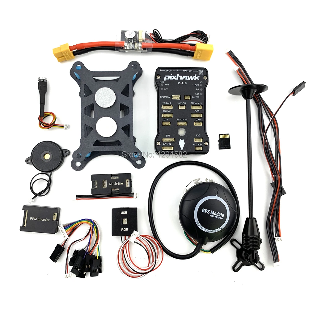 

Pixhawk PX4 Autopilot PIX 2.4.8 32 Bit Flight Controller with Safety Switch Buzzer 16GB Card PPM I2C RGB M8N for F450 Quadcopter
