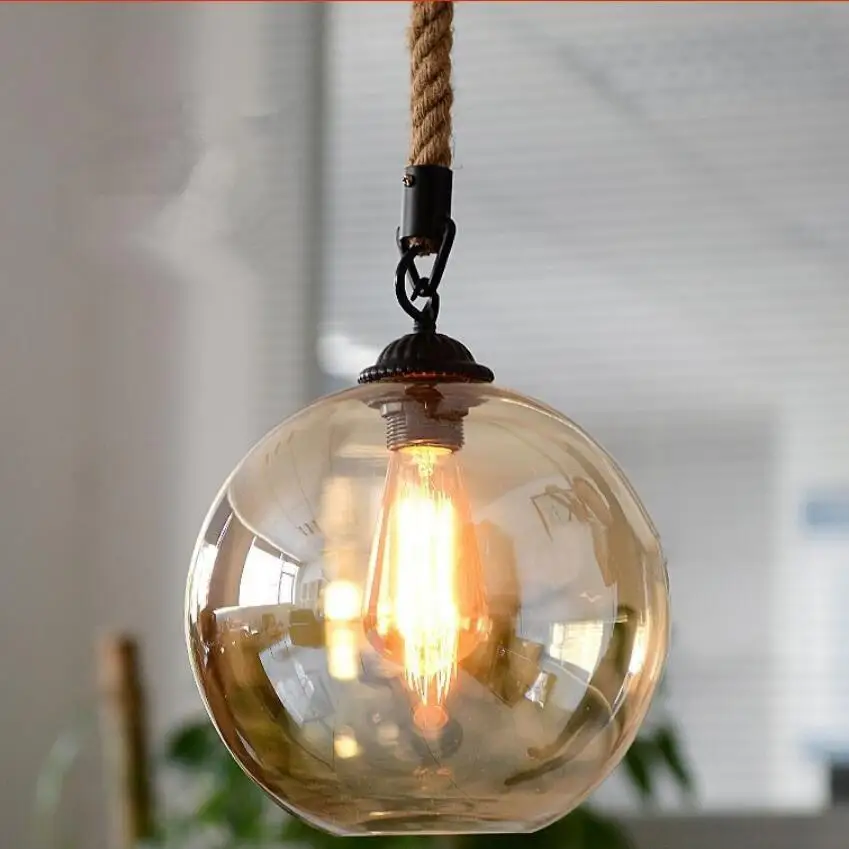 

Fashion Retro Art Hemp Rope Chandeliers Living Room Dining Room Chandelier E27 Bulb Led Lamps Led Lustre Chandelier Lighting Z5