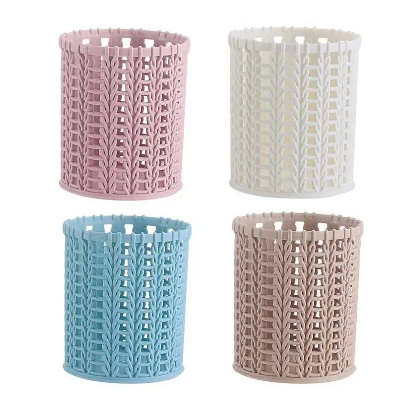 

Creative Rattan Plastic Pen Holder Multifunctional Hollow Student Desktop Storage Box Office Stationery Pen Bucket