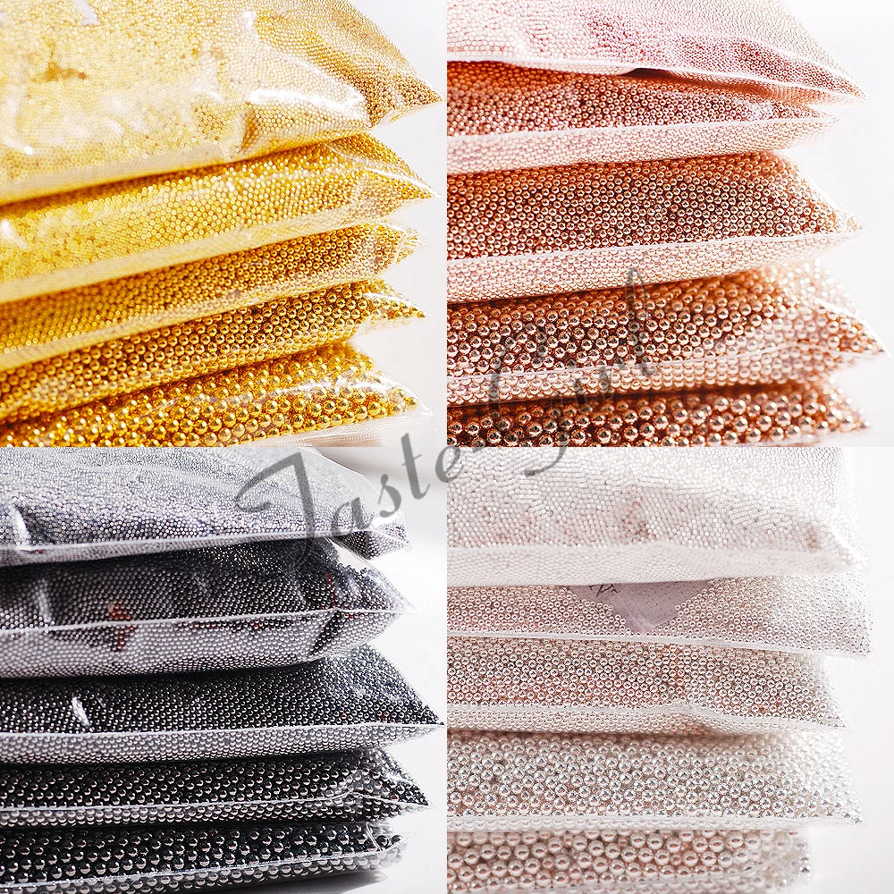 

500g 0.4-1.0mm Caviar Metal Beads Steel Ball Nail Studs CAVIAR BEADS GOLD sliver 3D Nail Art manicure diy supplies tools