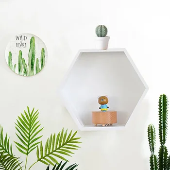 

Nordic Simple Hexagon Wall Rack Decorative Shelves Creative Storage Shelves Wood Wall Decoration Crafts Home Decoration